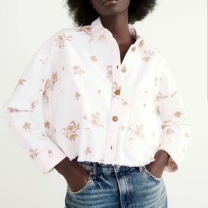 Zara Embroidered Denim Shirt crop Jacket